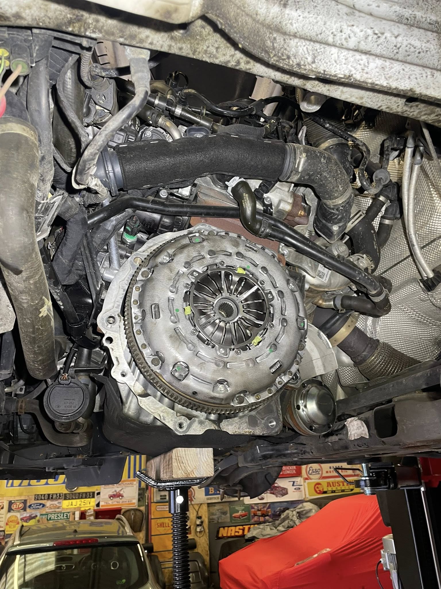 Clutch replacement underside view